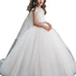Ball Gown Jewel Sleeveless Beading Floor-Length Tulle Flower Girl Dresses DEP0007652