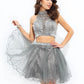 A-line/Princess High Neck Ruffles Sleeveless Short Net Two Piece Dresses DEP0008215