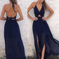 A-Line V-neck Sleeveless Floor-Length With Ruched Chiffon Dresses DEP0001953