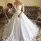 Ball Gown Off-the-Shoulder Long Sleeves Sweep/Brush Train Lace Tulle Wedding Dresses DEP0006406