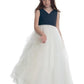A-Line/Princess Tulle Ruched V-neck Sleeveless Floor-Length Flower Girl Dresses DEP0007912