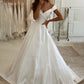 A-Line/Princess Satin Ruffles Off-the-Shoulder Sleeveless Sweep/Brush Train Wedding Dresses DEP0006171