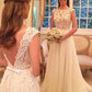 A-Line/Princess Chiffon Scoop Sweep/Brush Train Sleeveless Wedding Dresses DEP0006246