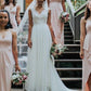 A-Line/Princess V-neck Sleeveless Sweep/Brush Train Lace Chiffon Wedding Dresses DEP0006850