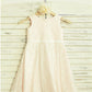 A-line/Princess Jewel Sleeveless Tea-Length Lace Flower Girl Dresses DEP0007910