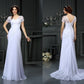 Sheath/Column V-neck Lace Short Sleeves Long Chiffon Wedding Dresses DEP0006494