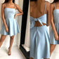 A-Line/Princess Sleeveless Spaghetti Straps Satin Ruffles Short/Mini Homecoming Dresses DEP0003648