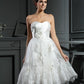 A-Line/Princess Sweetheart Ruched Sleeveless Short Satin Wedding Dresses DEP0006598