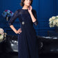 A-Line/Princess Jewel Lace 3/4 Sleeves Short Chiffon Mother of the Bride Dresses DEP0007070