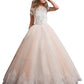Ball Gown V-neck Short Sleeves Lace Floor-Length Tulle Flower Girl Dresses DEP0007596