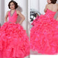 Ball Gown Halter Sleeveless Beading Long Organza Flower Girl Dresses DEP0007783