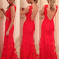 Trumpet/Mermaid V-neck Applique Sleeveless Lace Backless Floor-length Dress DEP0002259