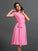A-Line/Princess Scoop Sash/Ribbon/Belt Short Sleeves Short Chiffon Bridesmaid Dresses DEP0005626