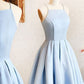 A-Line/Princess Satin Ruffles Spaghetti Straps Sleeveless Short/Mini Homecoming Dresses DEP0008531