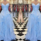 A-Line/Princess Sleeveless Spaghetti Straps Floor-Length Applique Tulle Dresses DEP0002788