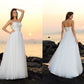 A-Line/Princess Sweetheart Sleeveless Long Net Beach Wedding Dresses DEP0006582