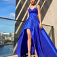A-Line/Princess V-neck Taffeta Ruffles Sleeveless Asymmetrical Dresses DEP0001661