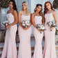 Sheath/Column Strapless Ruffles Sleeveless Stretch Crepe Floor-Length Bridesmaid Dresses DEP0005022