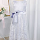 A-Line/Princess Lace Bowknot Scoop Sleeveless Tea-Length Flower Girl Dresses DEP0007934