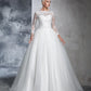 Ball Gown Bateau Lace Long Sleeves Long Net Wedding Dresses DEP0006264