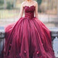 Ball Gown Sleeveless Sweetheart Applique Floor-Length Tulle Dresses DEP0001811
