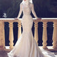 Trumpet/Mermaid Jewel Long Sleeves Sweep/Brush Train Lace Tulle Wedding Dresses DEP0007003
