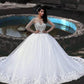 Ball Gown Tulle Beading Scoop Long Sleeves Sweep/Brush Train Wedding Dresses DEP0006828