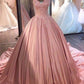 Ball Gown Sleeveless Sweetheart Court Train Lace Satin Dresses DEP0001701