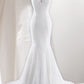 Trumpet/Mermaid V-neck Sleeveless Lace Sweep/Brush Train Wedding Dresses DEP0006471