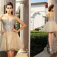 A-Line/Princess Sweetheart Ruffles Sleeveless Short Organza Cocktail Dresses DEP0008775