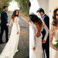 Sheath/Column Long Sleeves V-neck Court Train Applique Lace Wedding Dresses DEP0006431