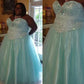Ball Gown Sweetheart Sleeveless Beading Floor-Length Organza Plus Size Dresses DEP0003060