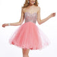 A-Line/Princess Sweetheart Sleeveless Beading Short Net Homecoming Dresses DEP0008479