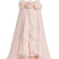 A-Line/Princess Sleeveless Straps Hand-Made Flower Chiffon Tea-Length Flower Girl Dresses DEP0007552