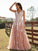 A-Line/Princess Tulle Applique V-neck Sleeveless Floor-Length Dresses DEP0001387