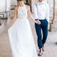 A-Line/Princess Tulle Sash/Ribbon/Belt Halter Sleeveless Floor-Length Wedding Dresses DEP0006537