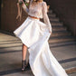 A-Line/Princess Satin Lace Scoop Long Sleeves Sweep/Brush Train Two Piece Wedding Dresses DEP0006689