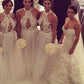 A-Line/Princess Halter Sleeveless Applique Tulle Bridesmaid Dresses DEP0005301