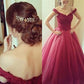 Ball Gown Off-the-Shoulder Applique Sleeveless Floor-Length Tulle Dresses DEP0002121