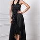 A-Line/Princess Bateau Ruffles Sleeveless High Low Silk like Satin Dresses DEP0004143