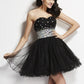 A-Line/Princess Sweetheart Sleeveless Beading Sequin Short Elastic Woven Satin Homecoming Dresses DEP0008573