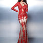 Trumpet/Mermaid V-neck Applique Long Sleeves Long Lace Dresses DEP0002302