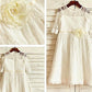 A-line/Princess Scoop Hand-made Flower 3/4 Sleeves Ankle-Length Lace Flower Girl Dresses DEP0007874