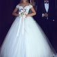 Ball Gown Off-the-Shoulder Sleeveless Floor-Length Lace Tulle Wedding Dresses DEP0006375
