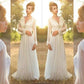 A-Line/Princess V-neck Long Sleeves Lace Chiffon Sweep/Brush Train Wedding Dresses DEP0006463