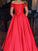 A-Line/Princess Sleeveless Off-the-Shoulder Floor-Length Ruffles Satin Dresses DEP0002962
