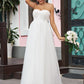 A-Line/Princess Tulle Ruffles Sweetheart Sleeveless Sweep/Brush Train Wedding Dresses DEP0006504