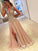 A-Line/Princess V-neck Sleeveless Floor-Length Applique Silk like Satin Dresses DEP0001890