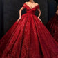 Ball Gown Sequins Ruffles Off-the-Shoulder Sleeveless Floor-Length Dresses DEP0001574