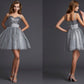 A-Line/Princess Spaghetti Straps Sleeveless Short Organza Homecoming Dresses DEP0008343